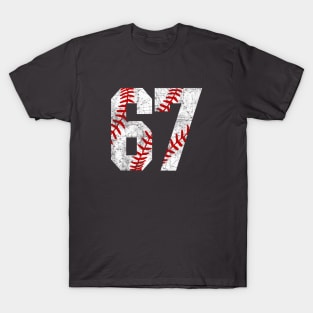 Vintage #67 Baseball Laces Baseball Mom Jersey Love Baseball T-Shirt